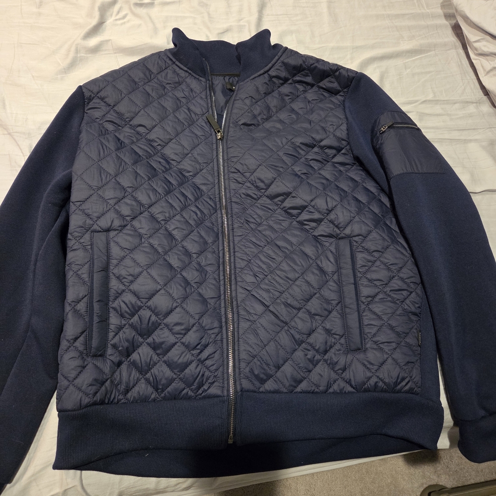 Men's Quilted Navy Bomber Jacket